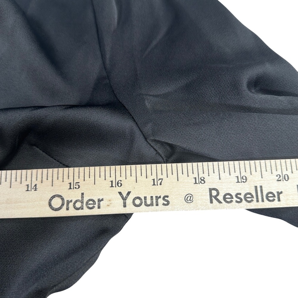 Baltic Born Woodbury Satin Mini Dress Black V-Neck Tie Front Long Sleeve Small - Picture 3 of 16